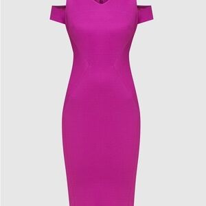 ZAC POSEN Sheath Pink Cut-Out Lined V-Neck